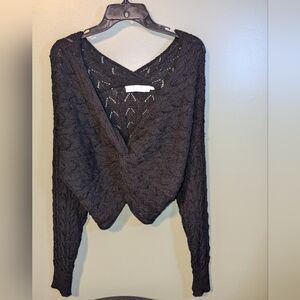 COPY - ASTR The Label Crochet Open Lace Crossover Sweater Top Medium